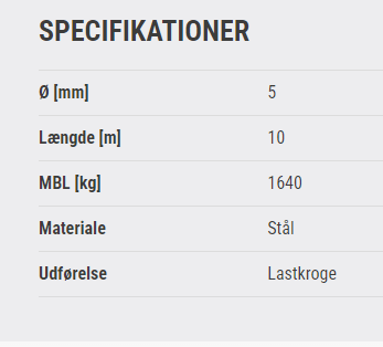 Stålwirer Ø5 M10