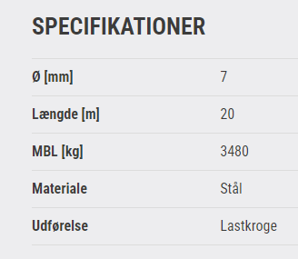 Stålwirer Ø7 M20