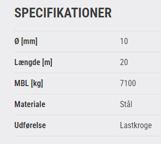 Stålwirer Ø10 M20