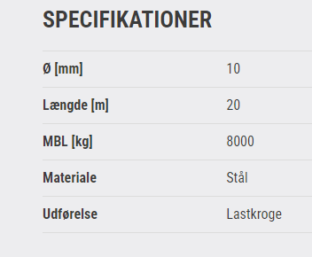 Stålwirer ø10 m20