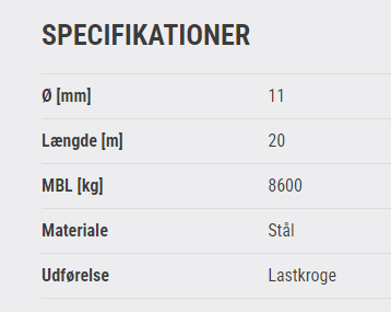 Stålwirer Ø11 M20