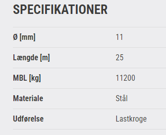 Stålwirer Ø11 M25