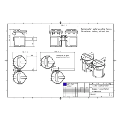 Dobbelt Affaldsspand-holder anvendelse af 2 stk